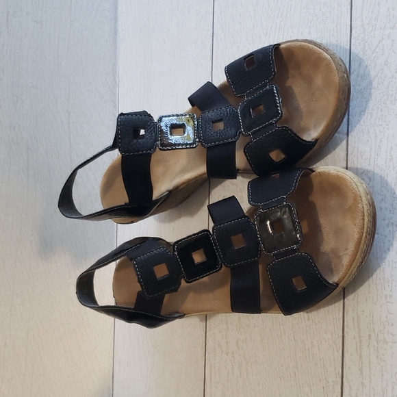 Rieker black elastic sling back straps woman sandals sandals size 37 (6) - Picture 2 of 7